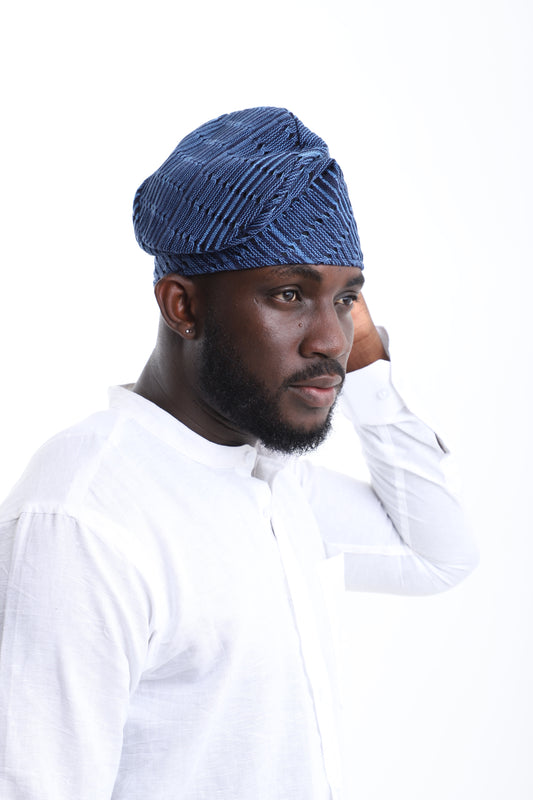 Indigo Handwoven Aso-Oke Cap