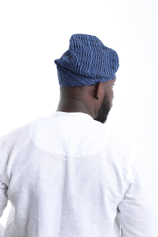 Indigo Handwoven Aso-Oke Cap
