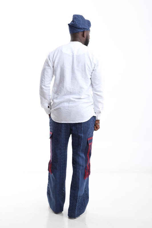 White Linen Shirt &amp; Aso-Oke Fringe Trouser