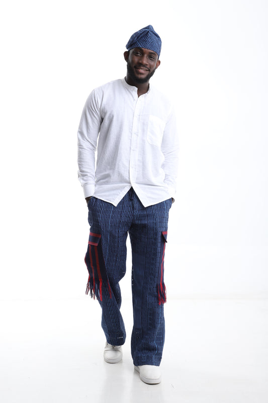 White Linen Shirt &amp; Aso-Oke Fringe Trouser