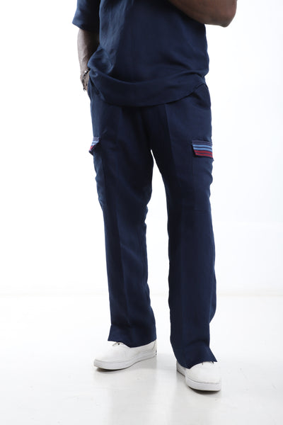 Navyblue Linen Cargo Trouser