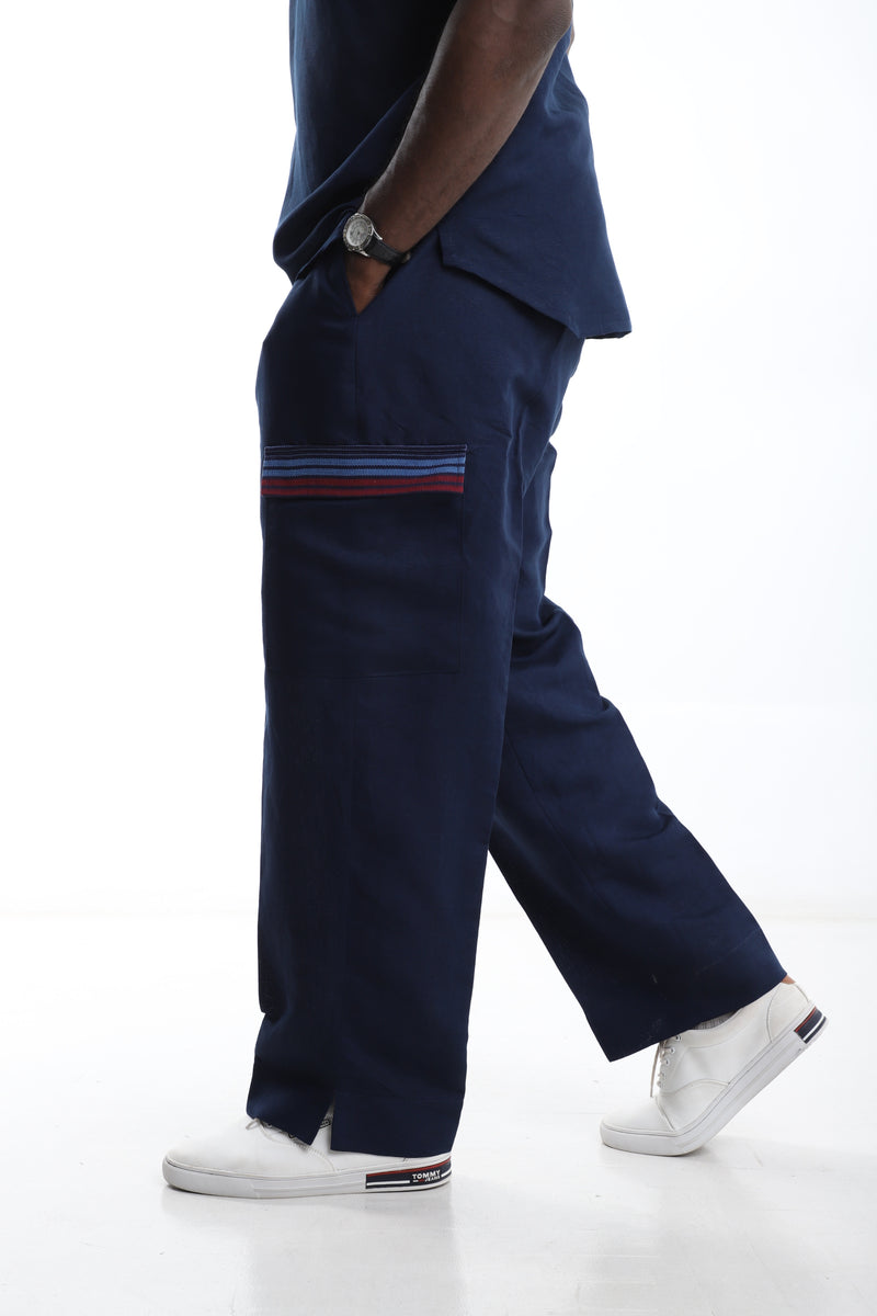 Navyblue Linen Cargo Trouser