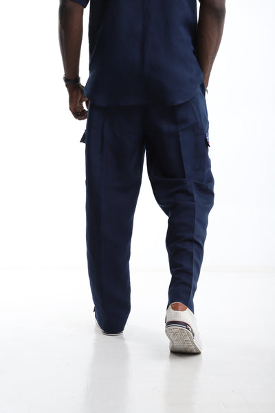 Navyblue Linen Cargo Trouser