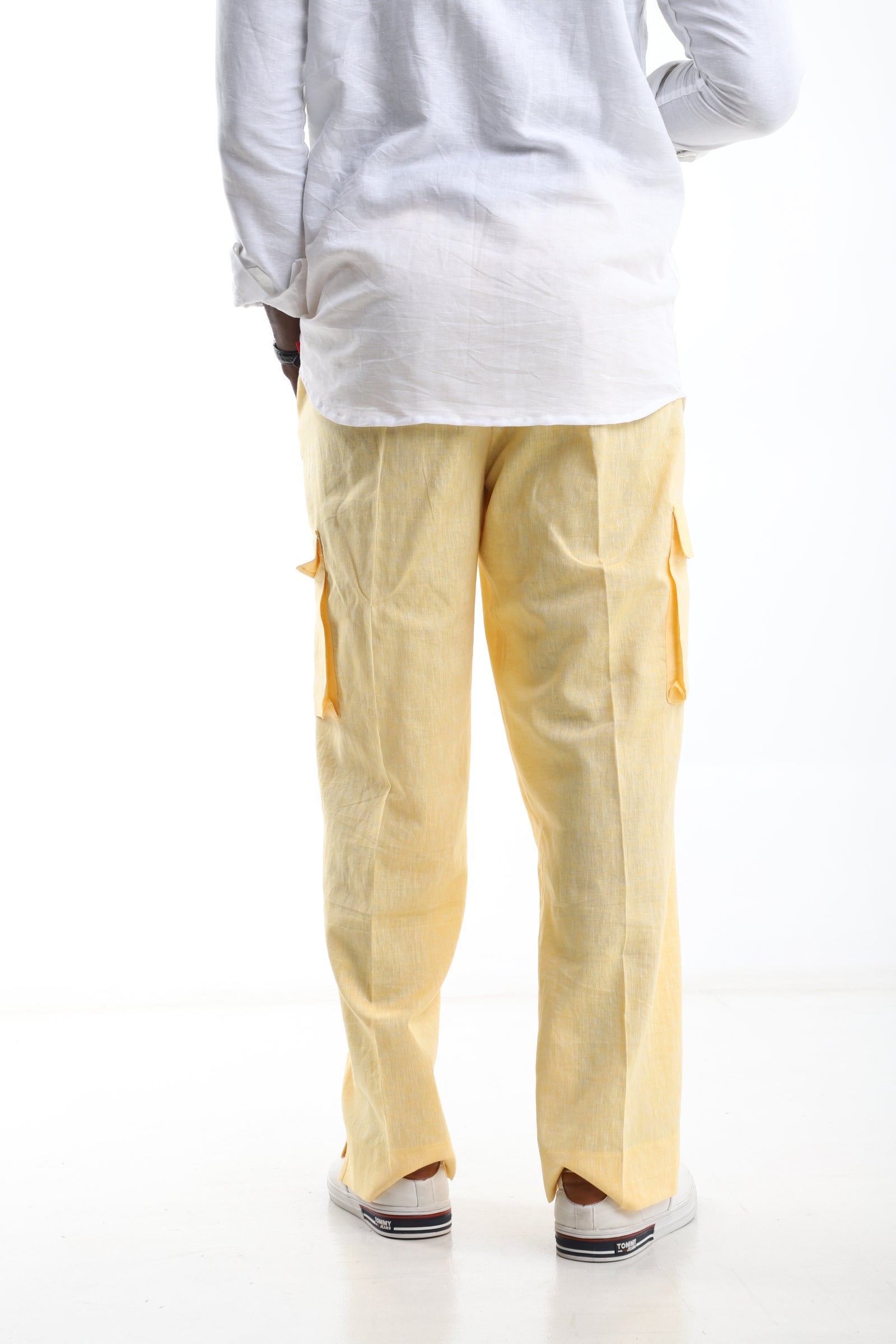 Yellow Cargo Linen Trouser
