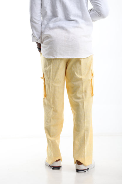 Yellow Cargo Linen Trouser