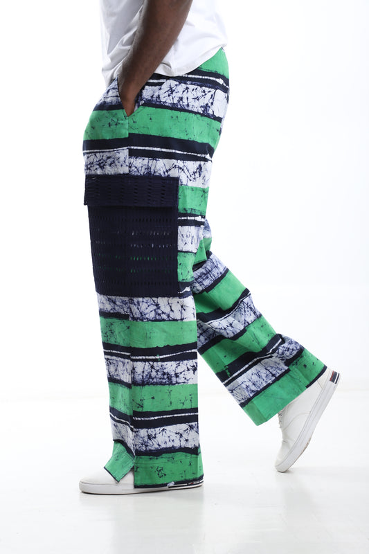 Emerald Tide Adire Cargo Pants