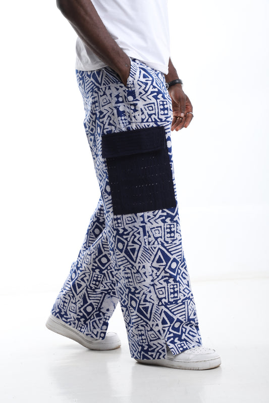 Tribal Pulse Adire Trousers – Blue Royalty in Motion"
