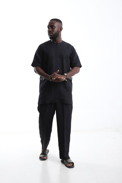 Essential Black Linen Two-Piece Set