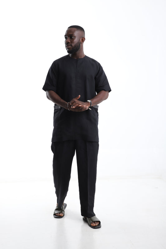 Essential Black Linen Two-Piece Set