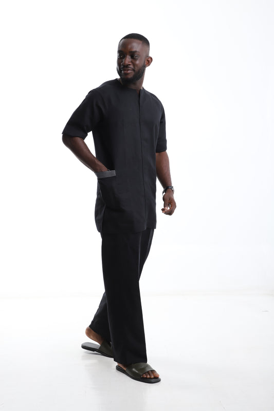 Essential Black Linen Two-Piece Set