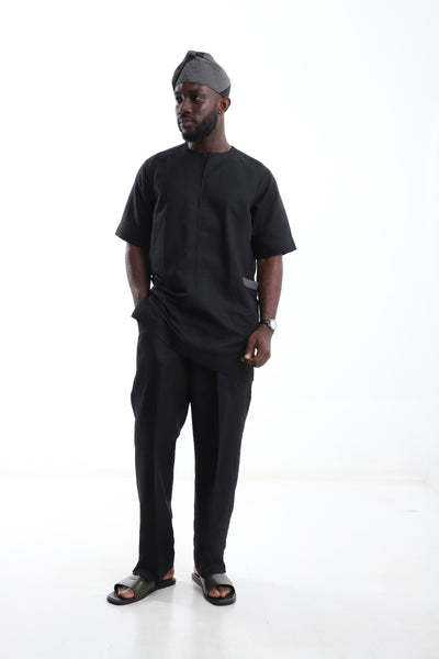 Essential Black Linen Two-Piece Set