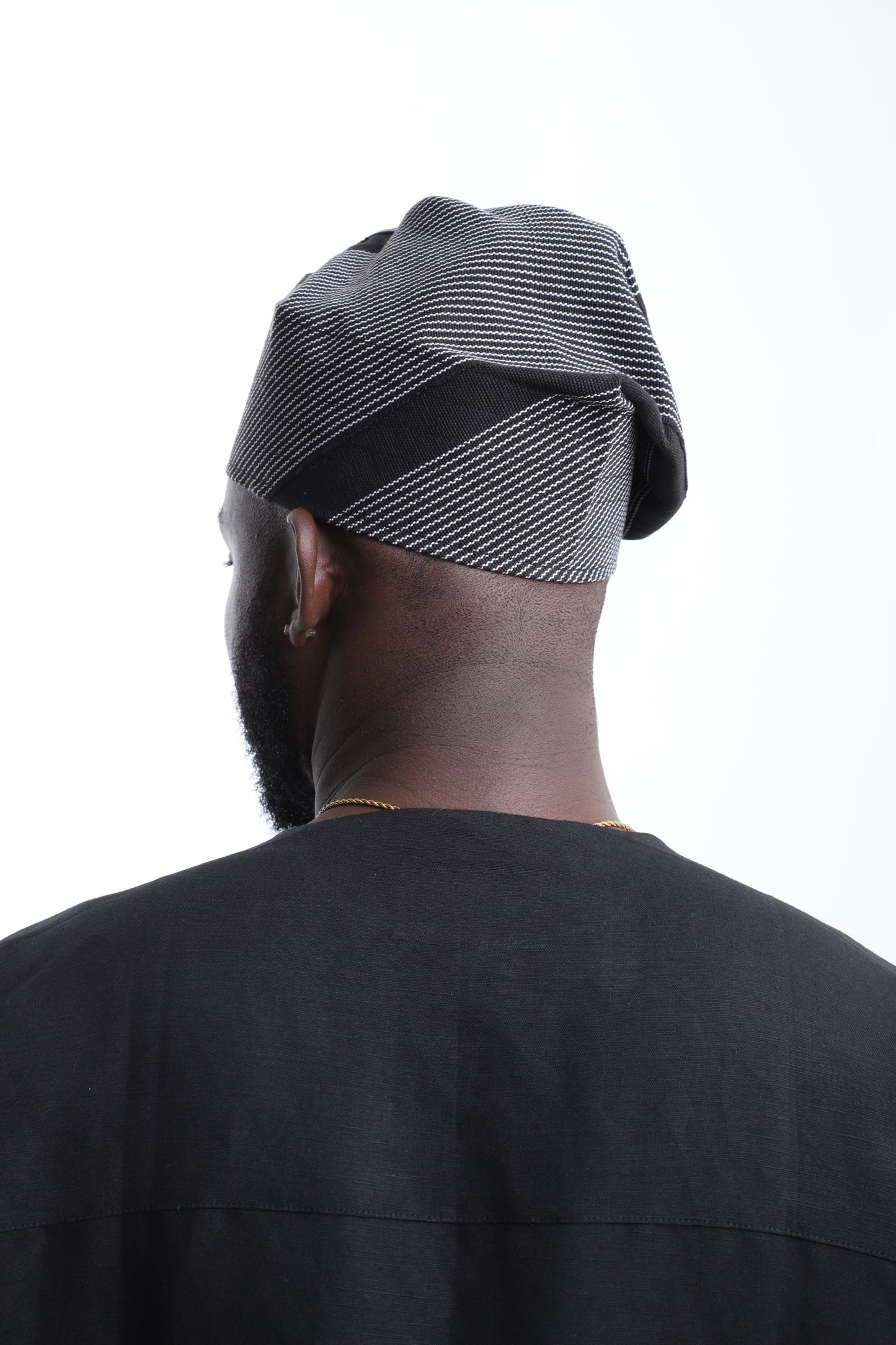 Classic Black & White Aso-Oke Cap