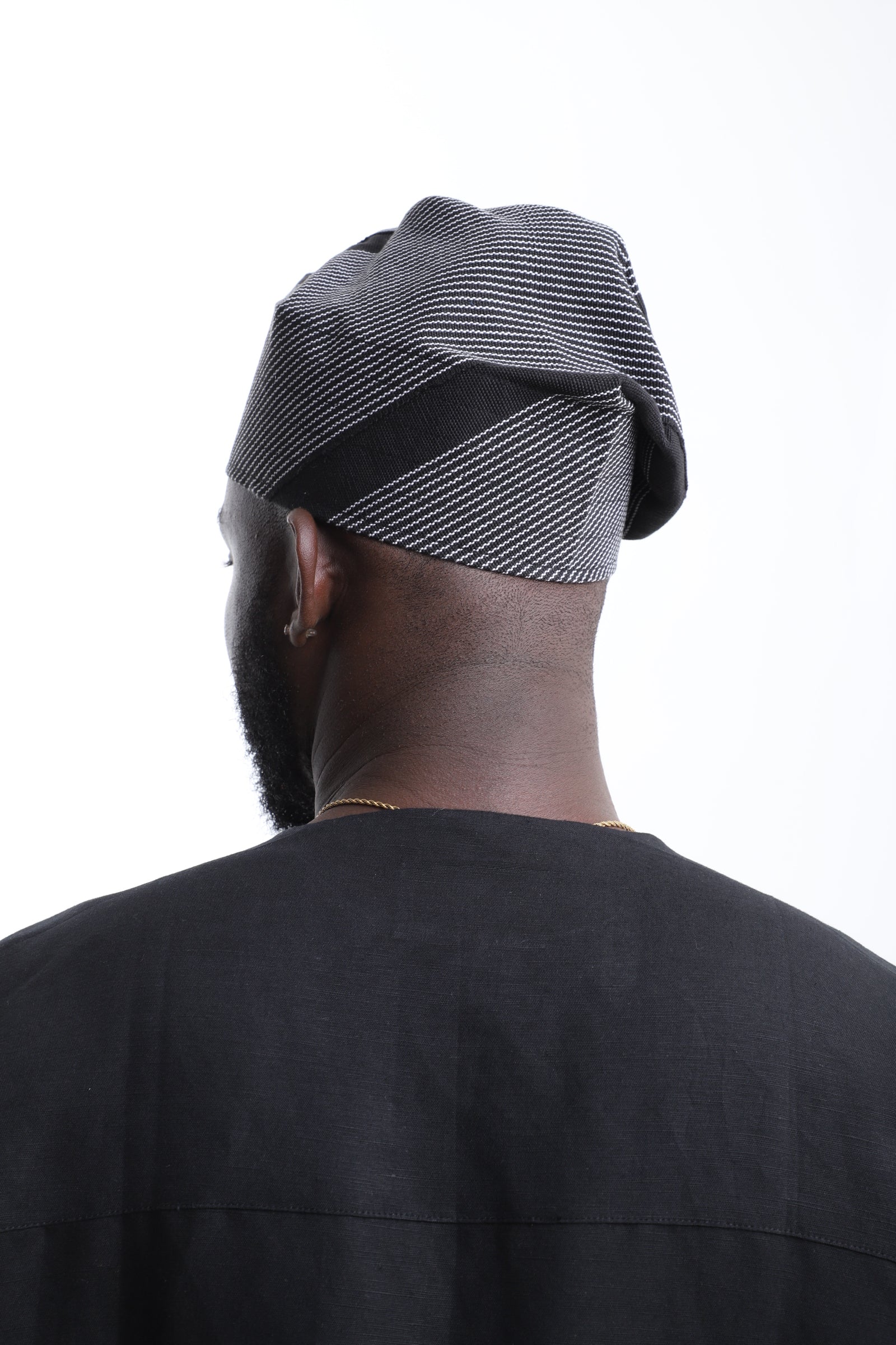 Classic Black & White Aso-Oke Cap