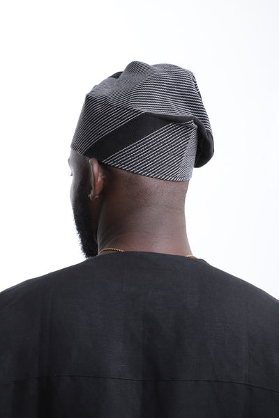 Classic Black & White Aso-Oke Cap