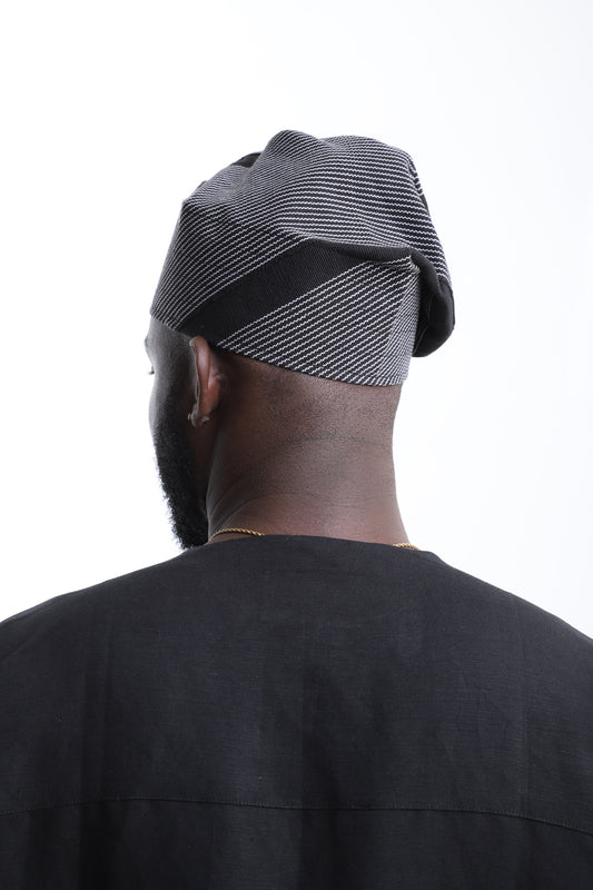 Classic Black & White Aso-Oke Cap