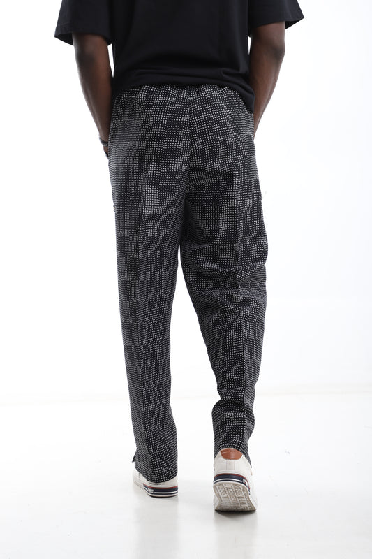 Monochrome Grid Textured Trousers