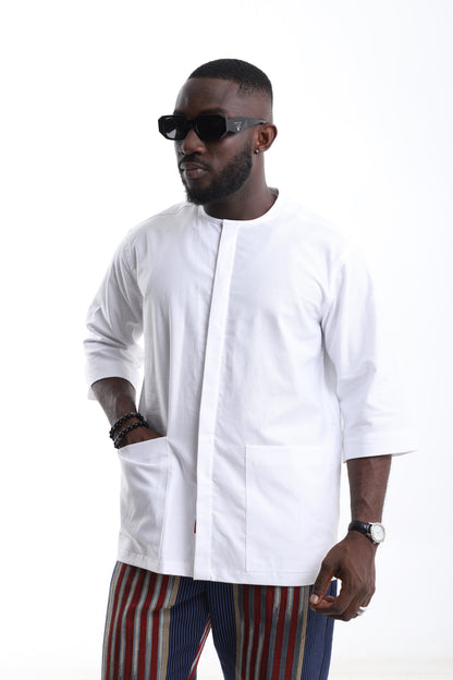 The Prestige White Kaftan Shirt