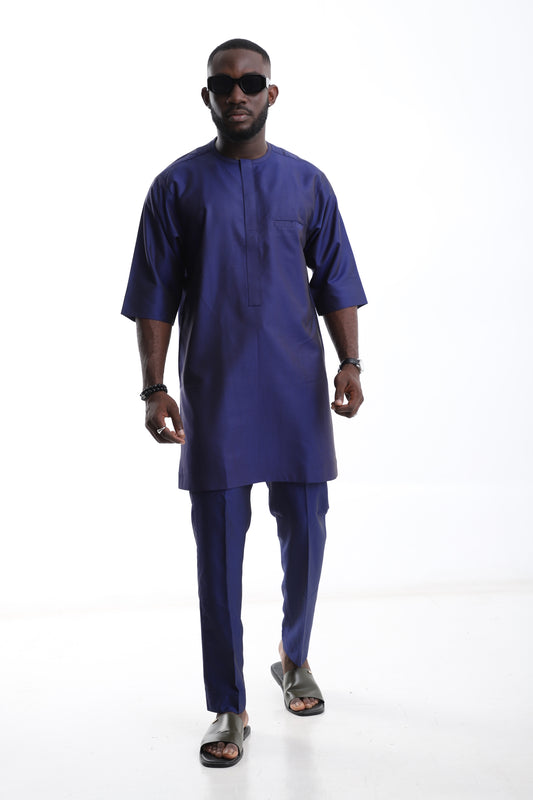 The Midnight Classic – Navy Blue Kaftan Set for Men