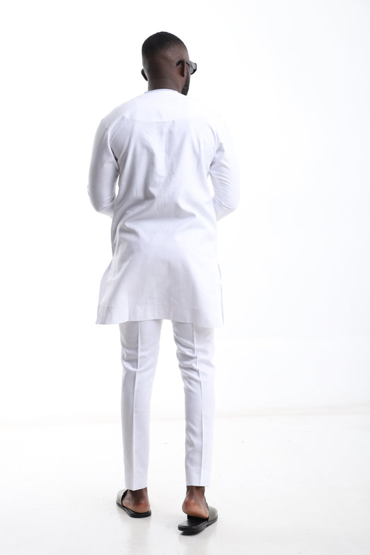 White Long Sleeve Senator Set for Men