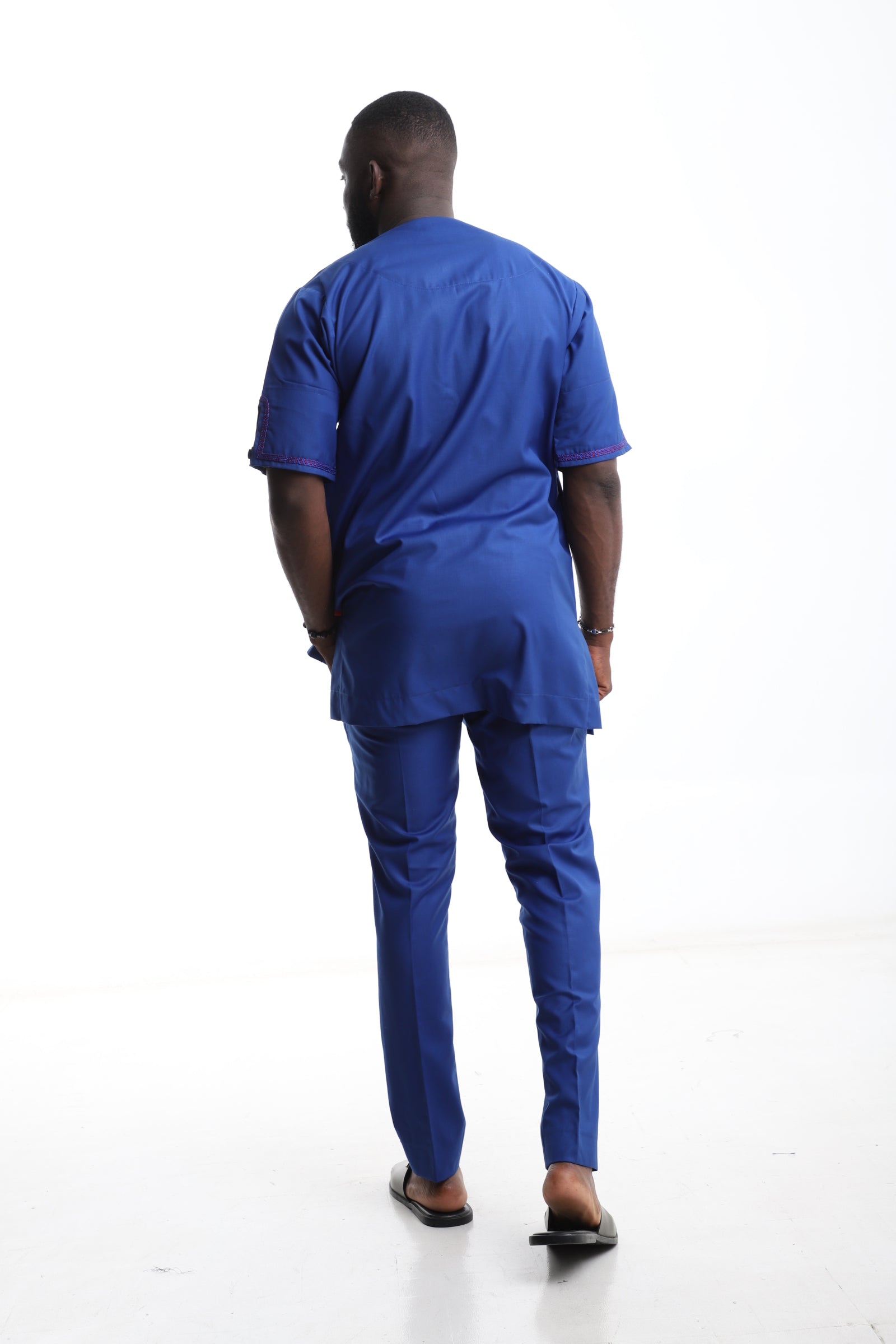 Navy Blue Senator Wear with Red Embroidery Accents