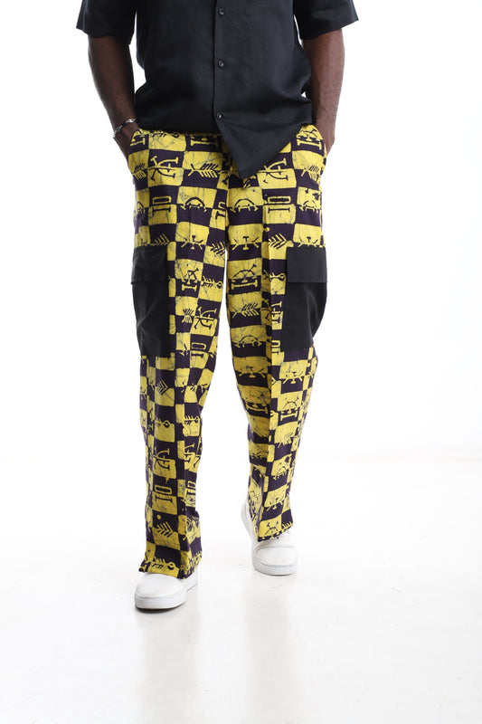 Exclusive Yellow &amp; Black Adire Trouser – Handcrafted African Print