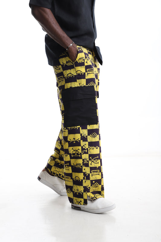 Exclusive Yellow &amp; Black Adire Trouser – Handcrafted African Print