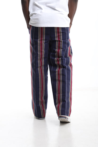 Exclusive Navy &amp; Burgundy Striped Aso-Oke Trouser