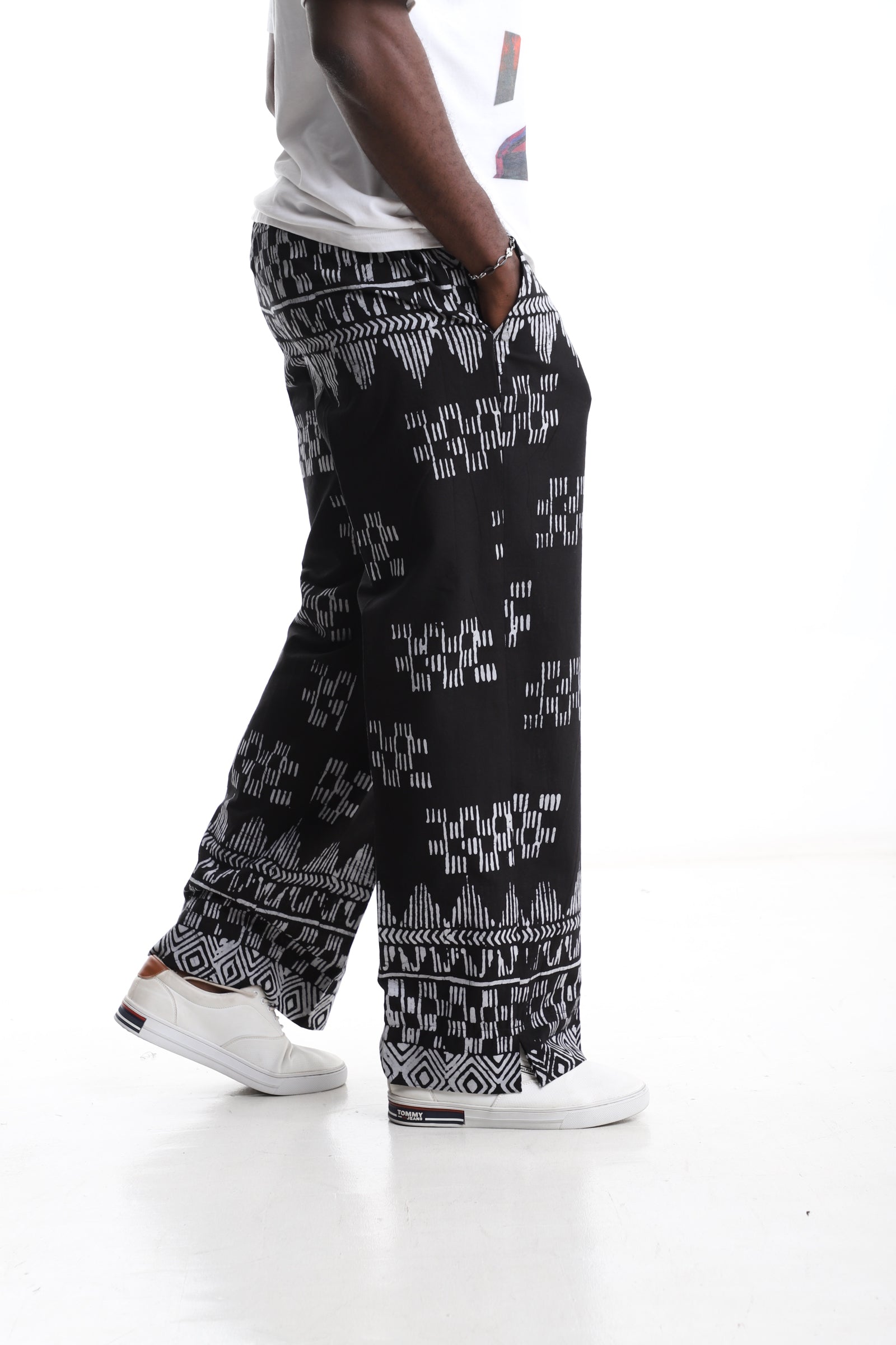 Black &amp; White Adire Trouser – Handcrafted African Print Pants