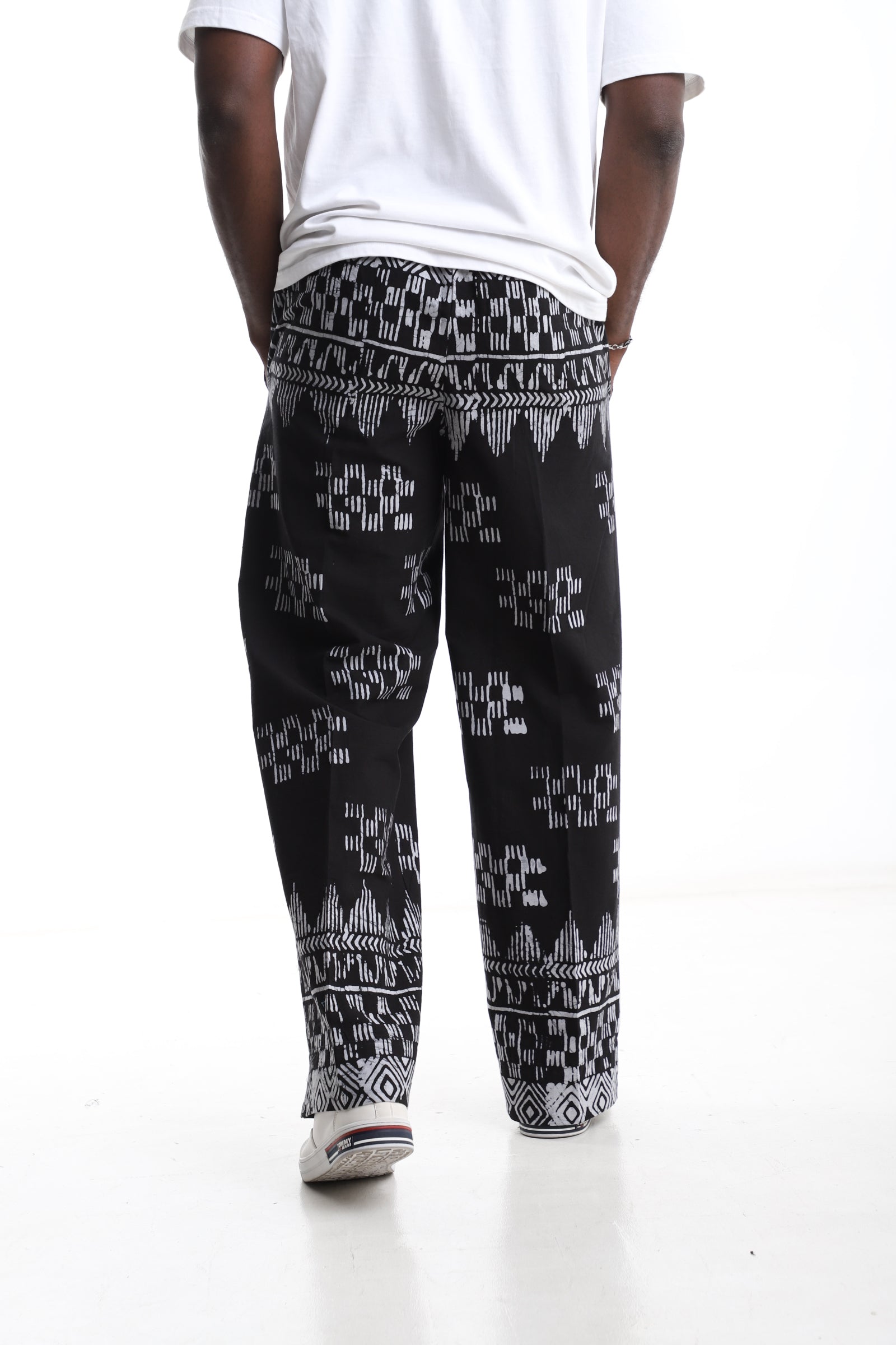 Black &amp; White Adire Trouser – Handcrafted African Print Pants