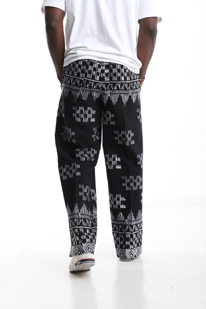 Black &amp; White Adire Trouser – Handcrafted African Print Pants