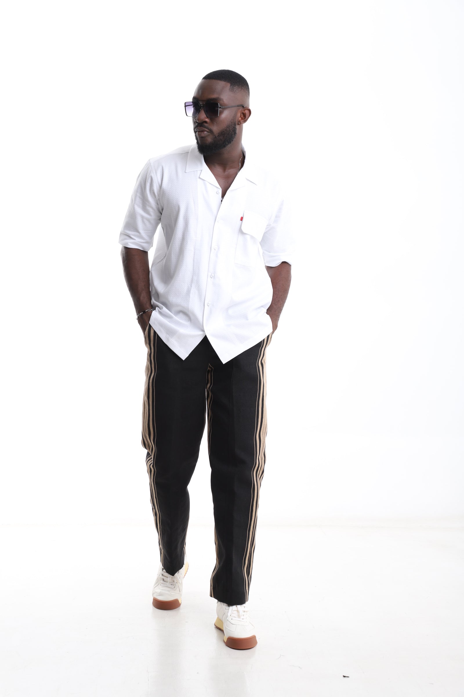 Exclusive Aso-Oke Trouser &amp; White Shirt Set