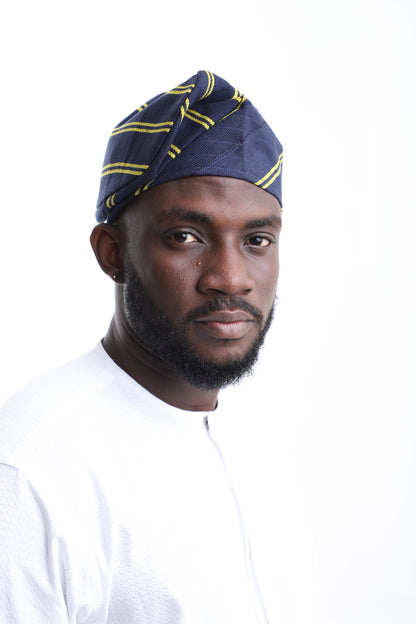 Exclusive Navy Aso-Oke Cap – Bold Heritage