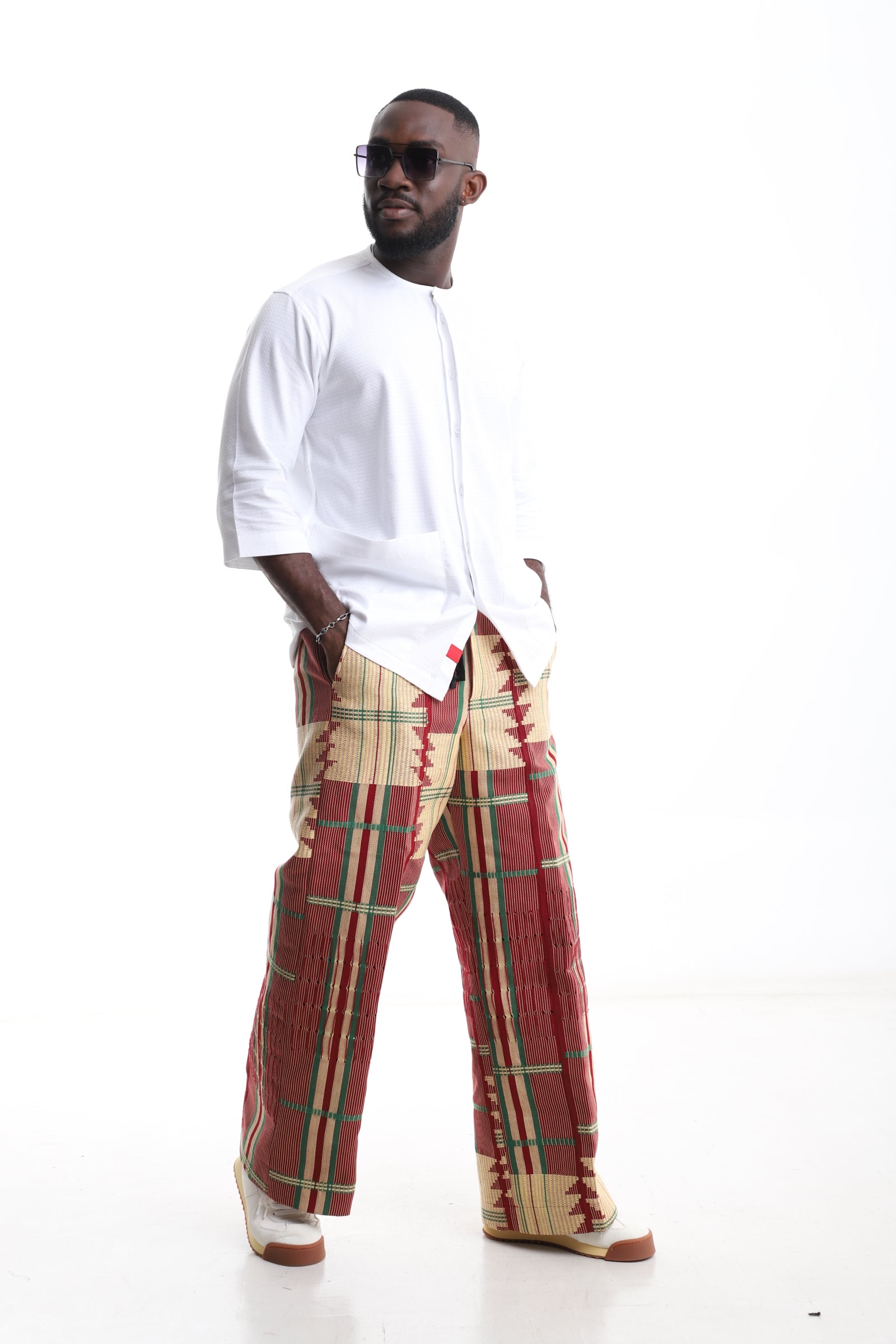Exclusive Aso-Oke Trouser &amp; White Shirt Set