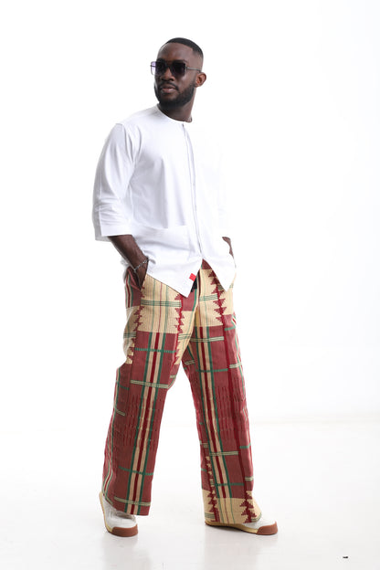 Exclusive Aso-Oke Trouser &amp; White Shirt Set