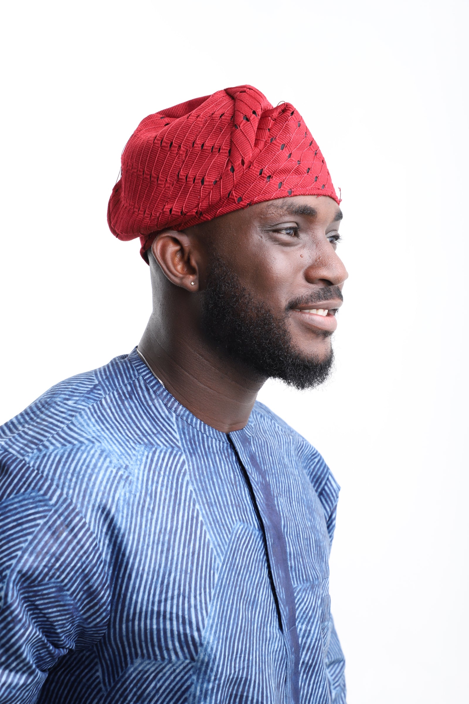 Exclusive Aso-Oke Cap – Regal Red for the Modern Man