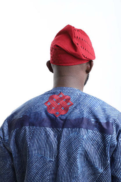 Exclusive Aso-Oke Cap – Regal Red for the Modern Man