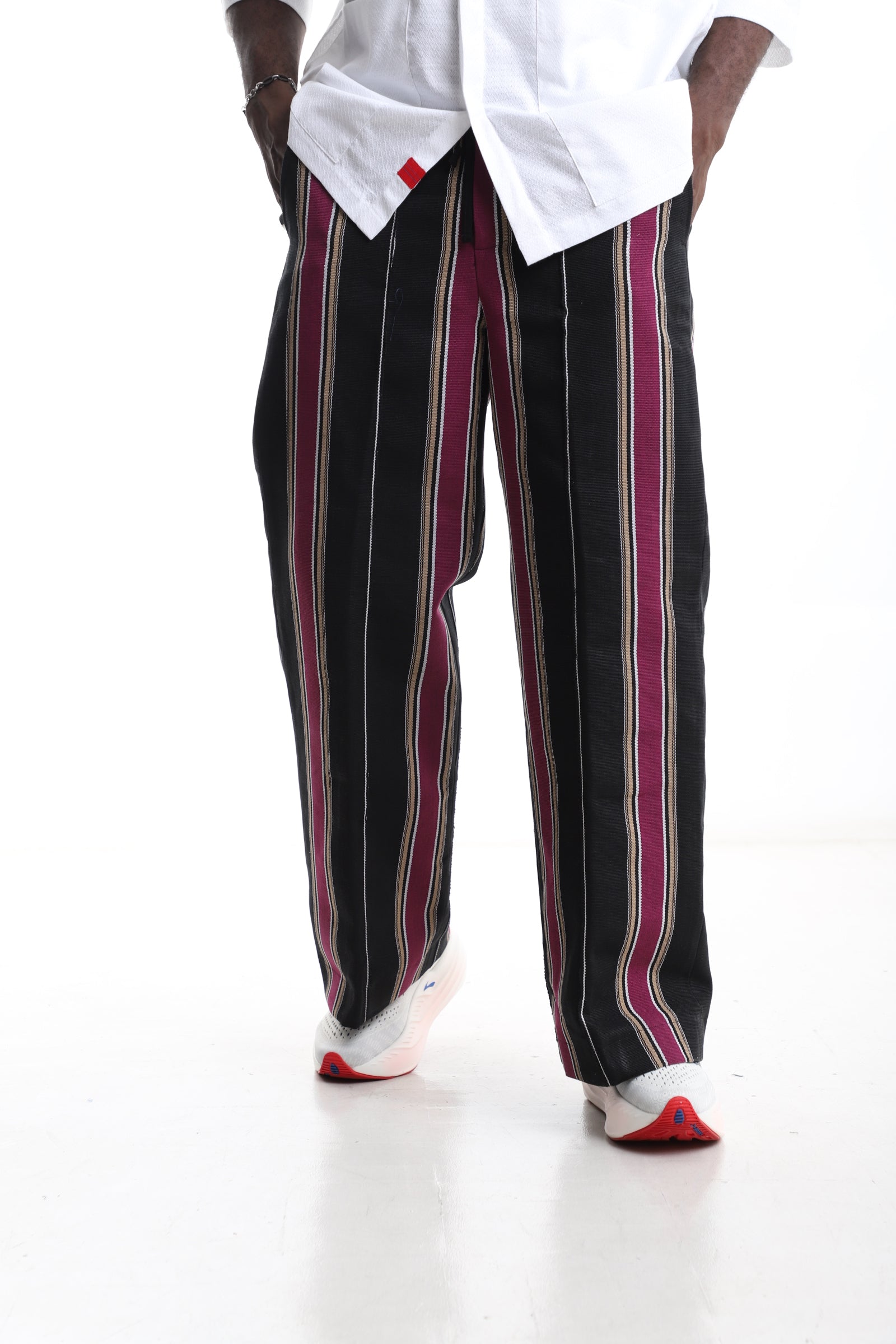 Exclusive Aso-Oke Trouser – Bold Stripes, Timeless Craftsmanship