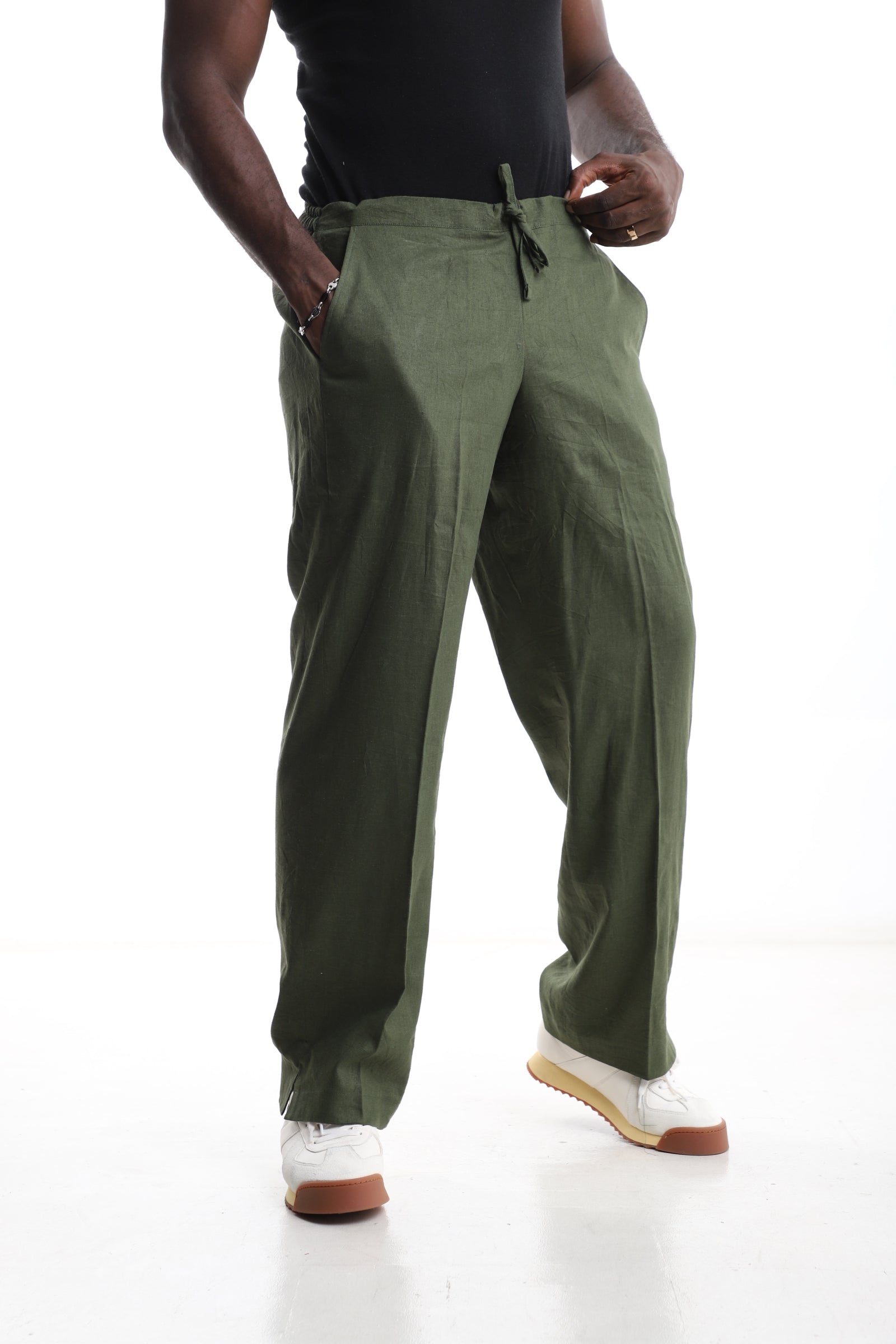 Exclusive Olive Green Linen Trouser – Effortless Comfort, Timeless Style