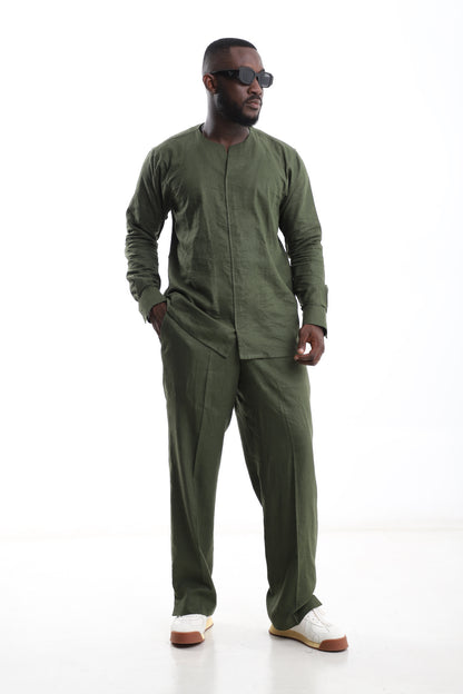 Exclusive Olive Green Linen Set – Effortless Sophistication, Elevated Simplicity