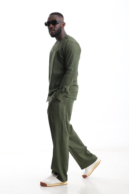 Exclusive Olive Green Linen Set – Effortless Sophistication, Elevated Simplicity