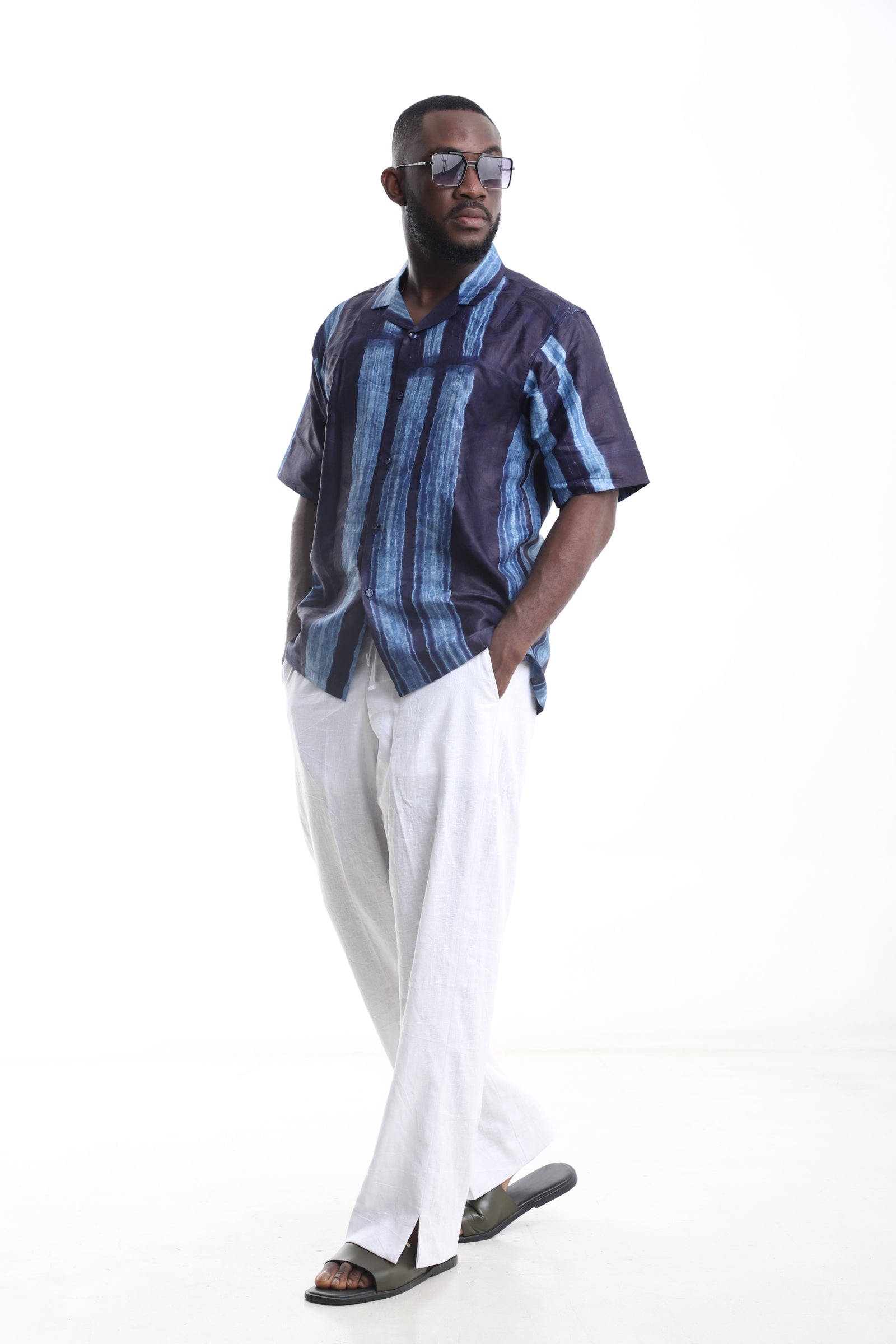 Adire Shirt &amp; Linen Trouser Set