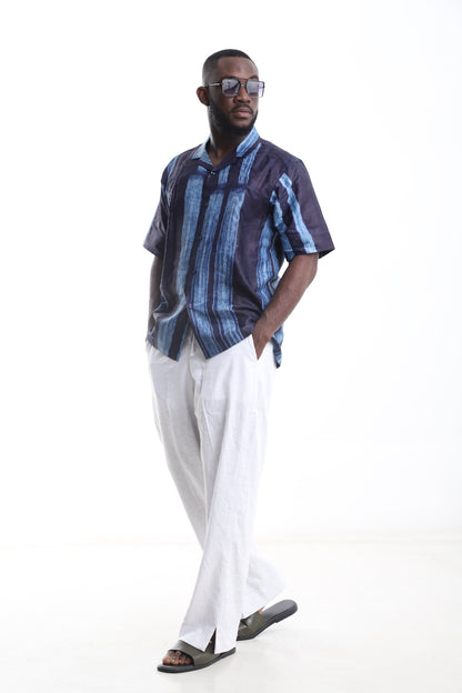 Adire Shirt &amp; Linen Trouser Set