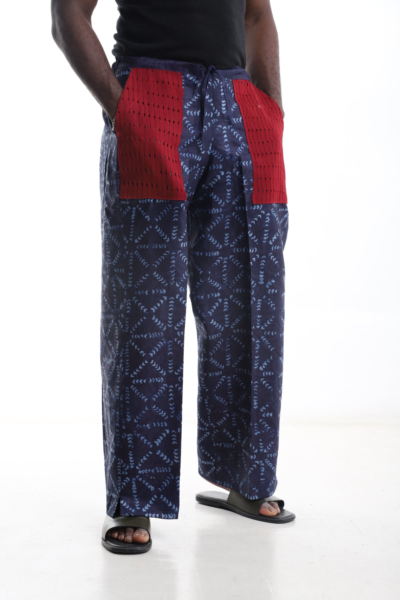 Adire Trouser with Aso-Oke Pocket Detail