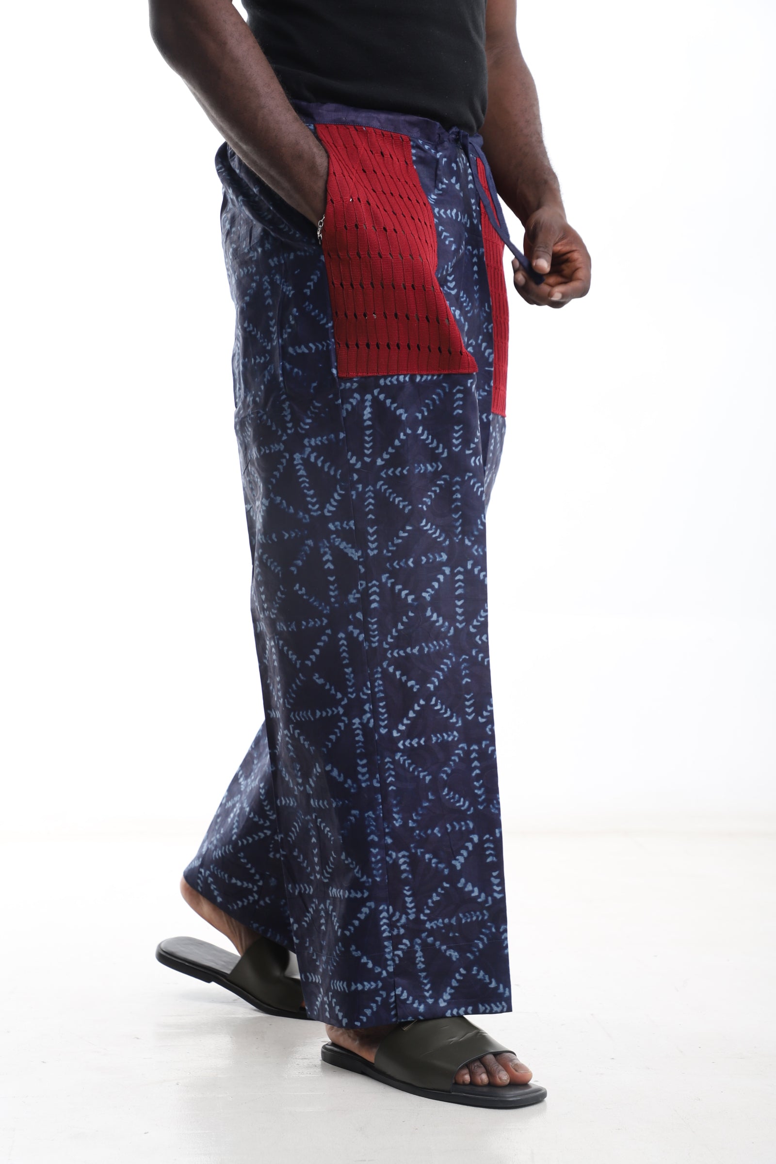 Adire Trouser with Aso-Oke Pocket Detail