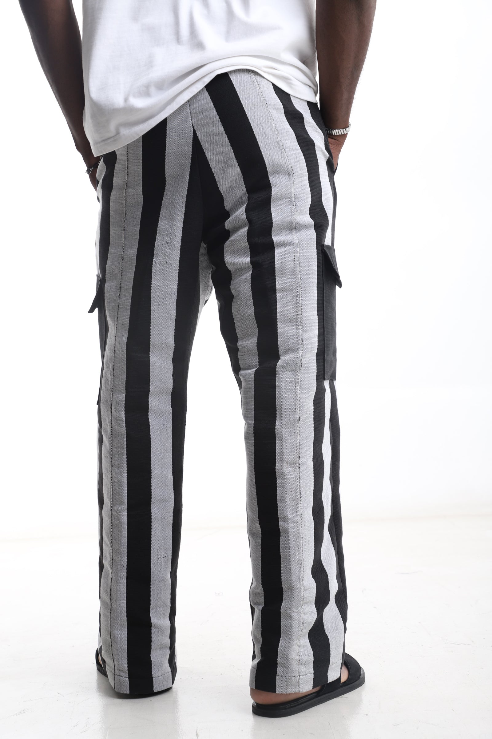 Black &amp; White Striped Aso-Oke Trouser –