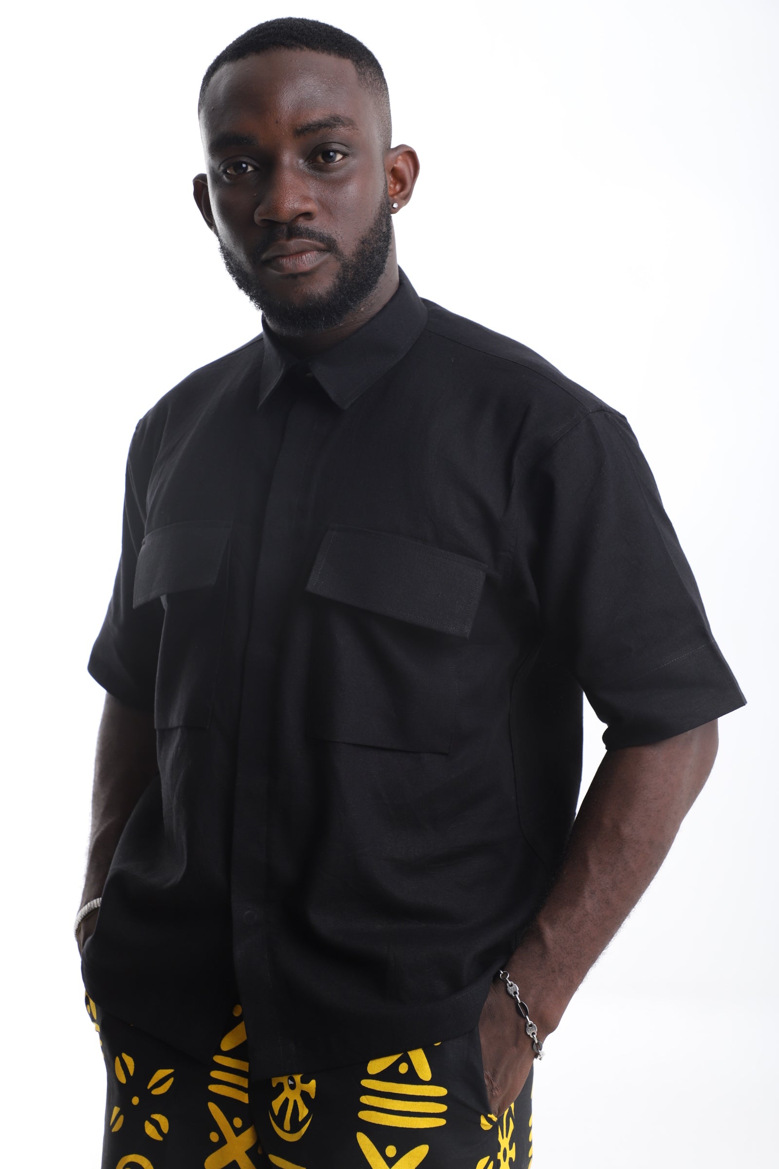 Black Linen Utility Shirt – Timeless Sophistication, Effortless Edge