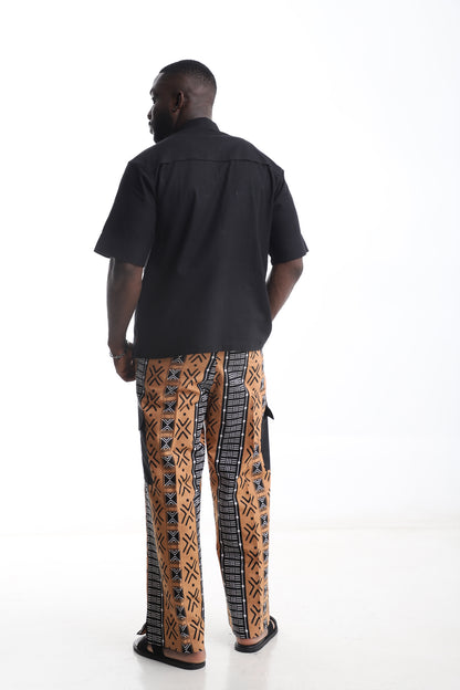 Tribal Pants &amp; Black Linen Shirt Set – Culture Meets Contemporary Style