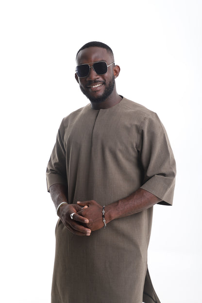 Taupe Brown Traditional Two-Piece Set – Timeless Sophistication in Motion