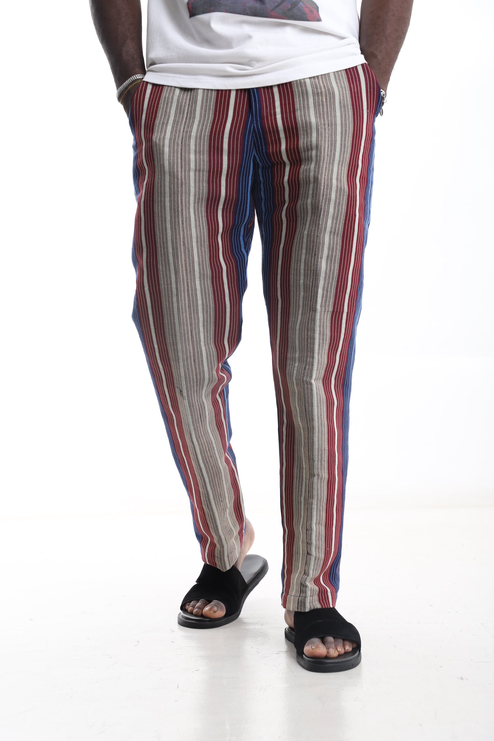 Multi-Stripe Aso-Oke Trouser – Bold Heritage. Effortless Modern Style.