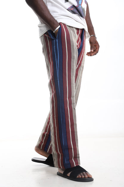 Multi-Stripe Aso-Oke Trouser – Bold Heritage. Effortless Modern Style.